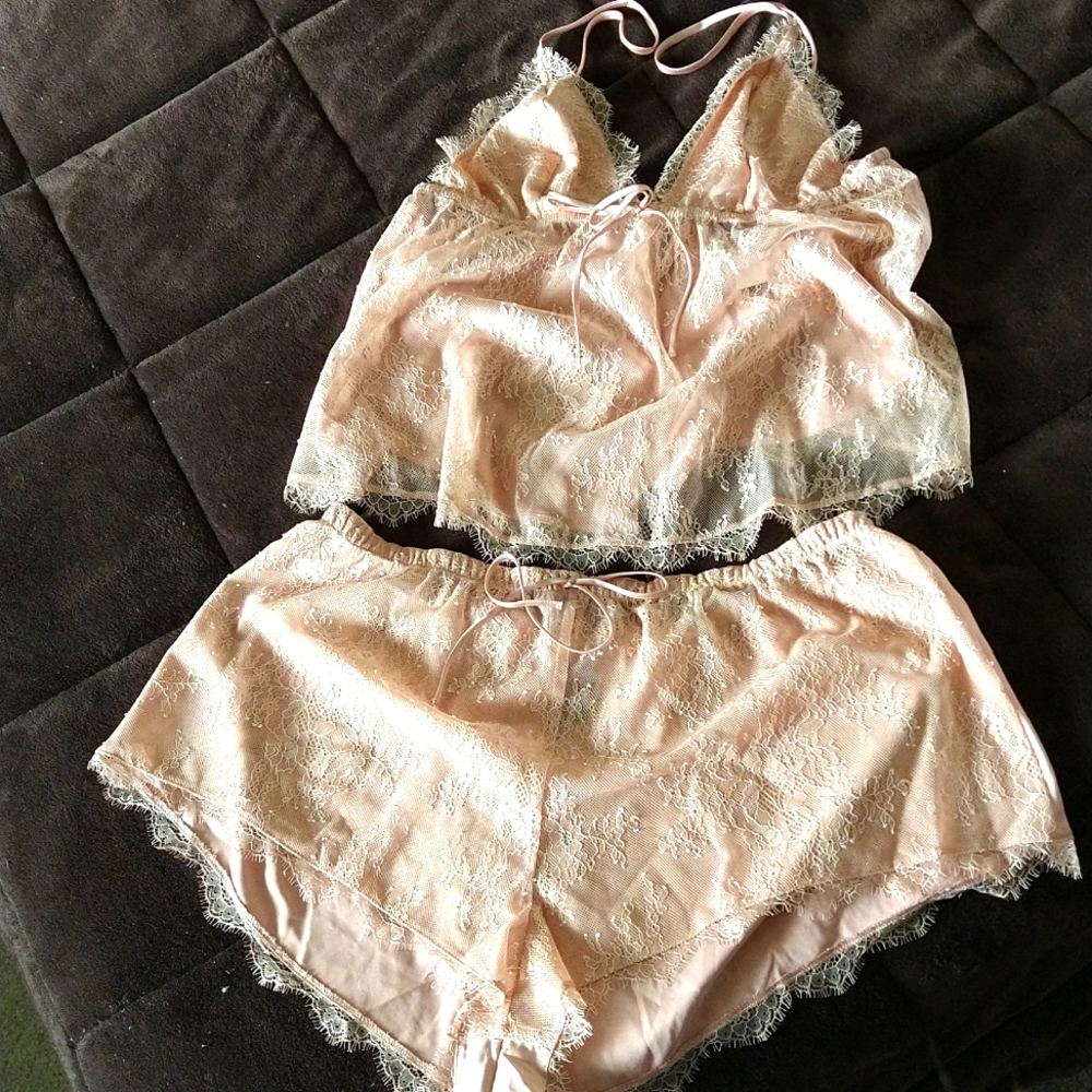 NWT Victoria's Secret Two Piece Lingerie Set Satin and Lace